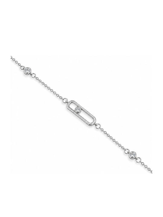 Ios Women's Silver Chain Bracelet with Zircon