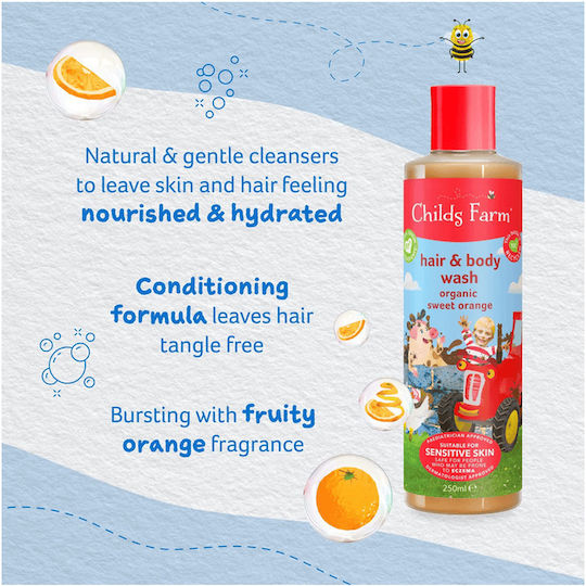 Kids’ Bubble Bath & Shampoo Sweet Orange with Orange in Gel Form 250ml