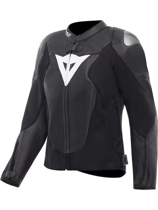Avro 6 Winter Women’s Leather Riding Jacket Black/Black/White