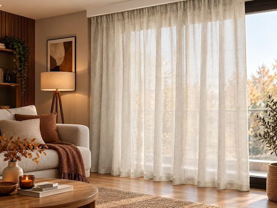 Kraft World Завеса с перделък в Тъмнобежов Цвят 270x270 см