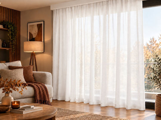 Kraft World Завеса с перделък Бяла 270x270 см