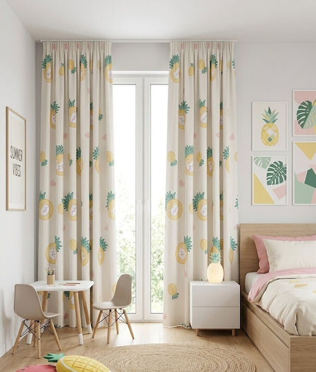 Kraft World Завеса с перделък, жълта 270x280 см