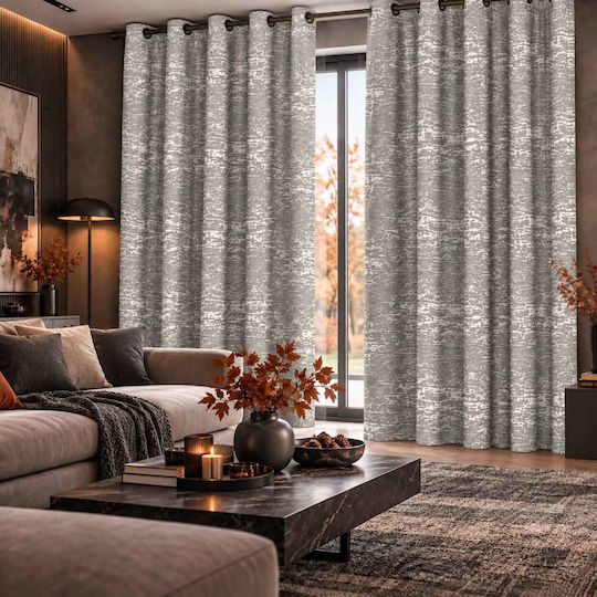 Kraft World Перде с капси Сиво 270x270 см