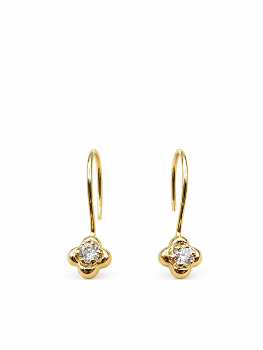9K Gold Dangle Earrings with Zircon Sk071afr 9K Gold Dangle Earrings with Zircon Sk071afr