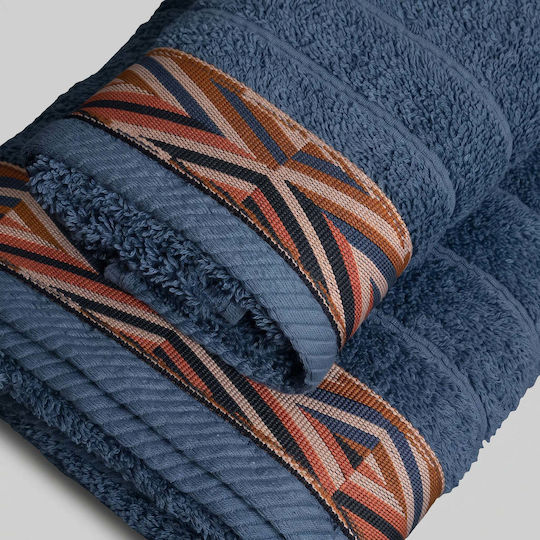 White Fabric Figaro Hand Towel 30x50cm Blue 600g/m² Weight