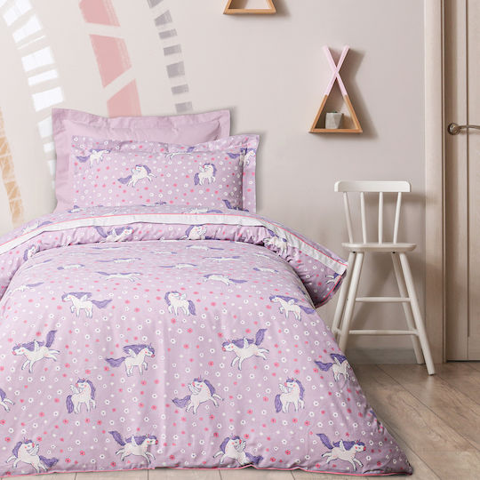 Das Home Σετ Μονά με Λάστιχο Lilac 170x260cm