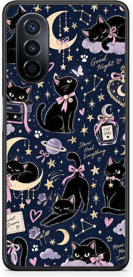 Smartfits Celestial Black Cats On Navy Husă pentru Huawei Nova Y70 Y70 Plus