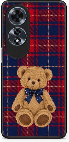 Smartfits Teddy Bear pe tartan roșu și bleumarin Husă pentru Oppo A60 4G