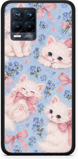 Smartfits White Kittens Blue Flowers Large Realme 8 8 Pro Θήκη