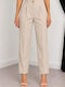 Damen-Stoffhose mit Hohem Bund in Regulärer Passform, Zartbeige
