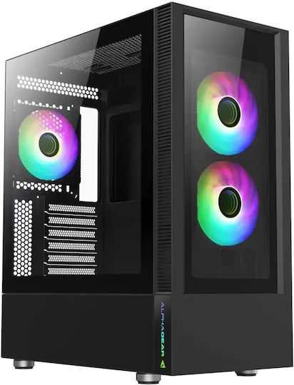 Tempest Gaming Midi Tower Computer Case with Side Window and ARGB Lighting Black