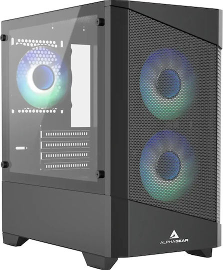 Monarch Gaming Mini Tower Computer Case with Side Window and RGB Lighting Black
