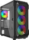 Artisan Argb Gaming Midi Tower Computer Case with Side Window Black