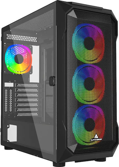Artisan Argb Gaming Midi Tower Computer Case with Side Window Black
