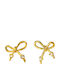 Stainless Steel Bow Earrings with Stones Gold