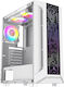 Trickster Gaming Midi Tower Computer Case with Side Window and RGB Lighting White