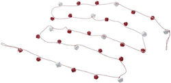 Set mit 4 Stück – Girlande 250 cm Weiße und Rote Metallglöckchen 81803