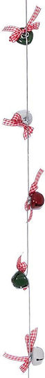 Set mit 6 Stück – Mehrfarbige Girlande mit karierten Glöckchen und Schleifchen 200 cm 86394