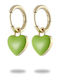 Stainless Steel Dangle Earrings Green