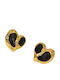 Steel Stud Heart Shape Gold Black Earrings