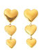 Triple Heart Dangle Earrings in Gold Stainless Steel