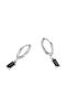 Black and Silver Stainless Steel Dangle Earrings