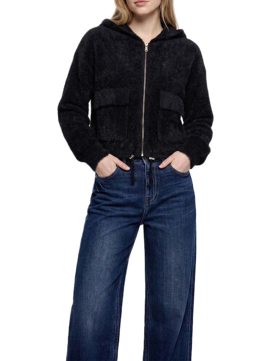 Damenstrickjacke mit Reißverschluss Schwarz