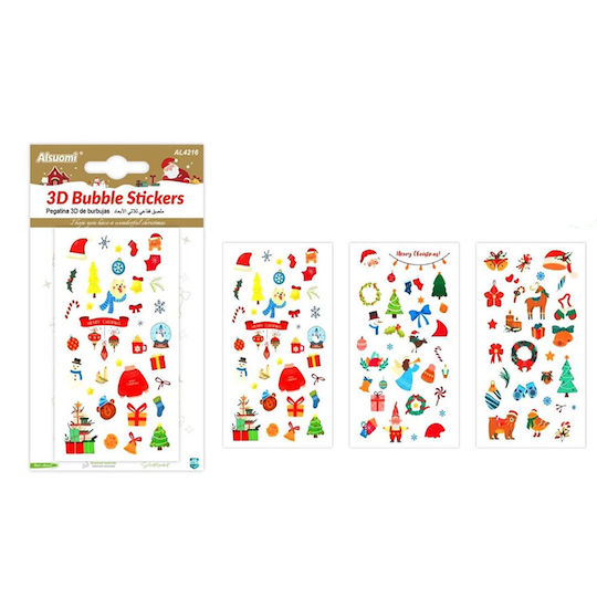 Alsuomi Χριστουγεννιάτικα 3d Bubble Stickers 3 Σχέδια – 1 Τμχ