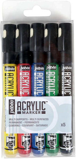 Set mit 5 Acrylmarkern Acrylic Marker Primary Pébéo