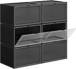 Songmics Plastic Shoe Storage Box in Black 6 Pi...