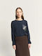 Long Sleeve Women's Silky Shirt Dark Blue