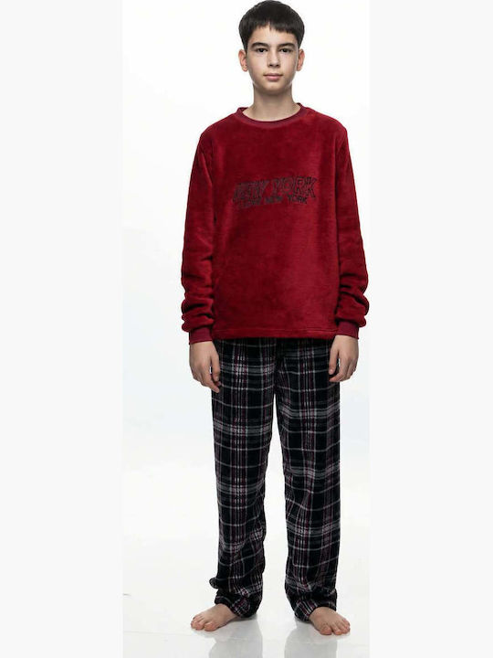 Galaxy Winter Kids’ Pyjamas Fleece Burgundy/Black