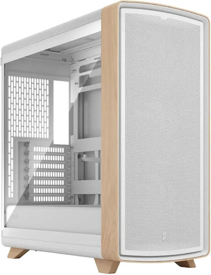 Summit Gaming Midi Tower Computer Case with Clear Tint Side Window White/Wood