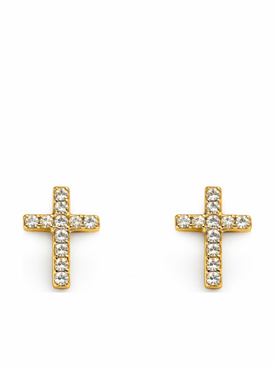 Small Stainless Steel Silver Rhinestone Cross Earrings Small Stainless Steel Silver Rhinestone Cross Earrings