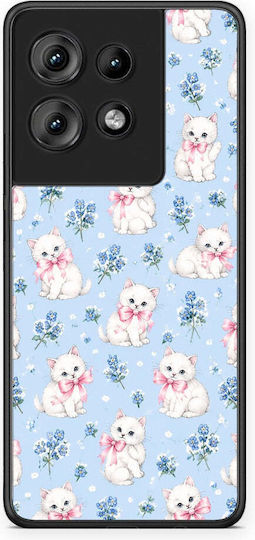 Smartfits White Kittens Blue Flowers Small Motorola Edge 50 Case