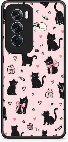 Smartfits Black Cat Doodles On Pink Oppo Reno12 Pro Case