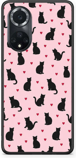 Smartfits Black Cat Silhouettes Hearts On Pink Husă Huawei Nova 9 Honor 50