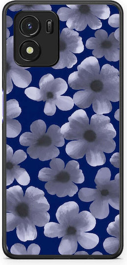 Smartfits Husă cu Flori Bleu pe Fundal Bleumarin pentru Vivo Y01 Y15s