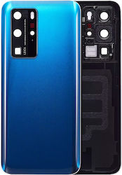 Capac Spate din Sticlă cu Lentilă pentru Cameră Huawei P40 Pro Albastru Marin Profund