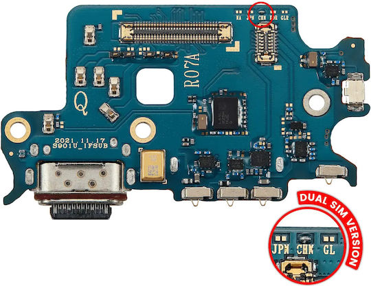 Charging Port Board Sim Card Reader Samsung Galaxy S22 5g S9010 Dual Sim Version Premium