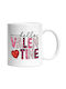 Hello Valentine, Hi, Hello, Valentine's Day, Love, Affection, Heart, Pink, Red White Ceramic Mug 330ml (Personalized)