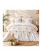 First Choice Комплект Плик за Завивка Памучен 200x220 см Двоен с 4 Калъфки за Възглавници & 1 Чаршаф Екрю