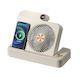 Ventilator 2 în 1 Flippy Cu Funcție De Încărcare Wireless A Telefonului, 100 De Trepte De Viteză, 2400 mAh, 5 V, 2 A, 25 x 16,5 x 24 cm, Bej