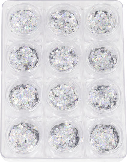Global Fashion Decorațiuni pentru Nail Art Kamifubuki Argintii Cameleonice Mărime Universală 12 Bucăți