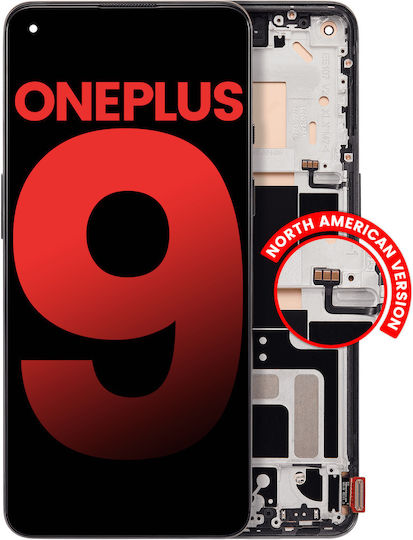 OLED-Displayeinheit mit Rahmen für OnePlus 9 US-Version Aftermarket Plus Astral Black