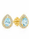 Yellow Gold 14K Earrings Teardrop Light Blue Zircon Sk11101137