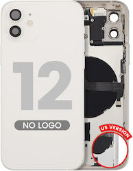 Заден корпус с малки части за iPhone 12, американска версия, aftermarket Plus, бял Заден корпус с малки части за iPhone 12, американска версия, aftermarket Plus, бял