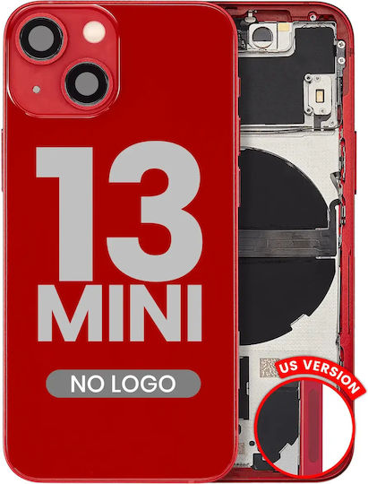 Заден корпус с малки части за iPhone 13 mini, американска версия, aftermarket Plus, червен