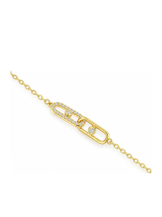 Ios Women's Silver Bracelet Gold Plated with Zircon