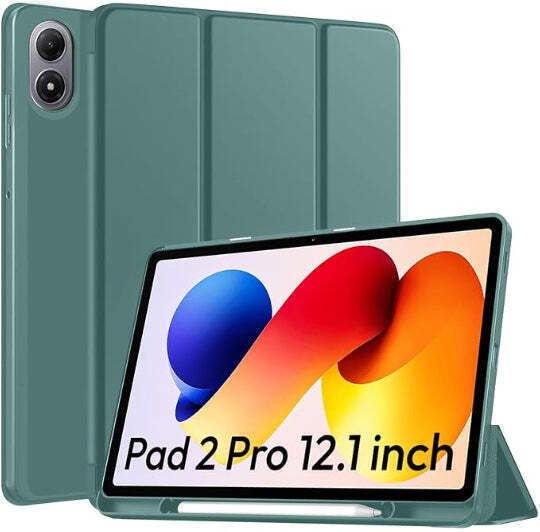 Smart Tri-fold Flip Case Pencil Holder Redmi Pad 2 Pro 12.1" Green